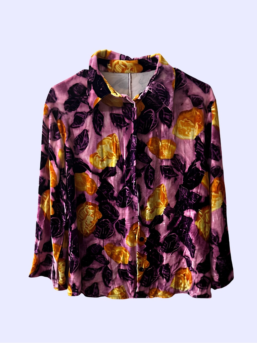 UNBRANDED Velvet Floral Button Down Top Watercolor SIZE SMALL MEDIUM Whimsygoth